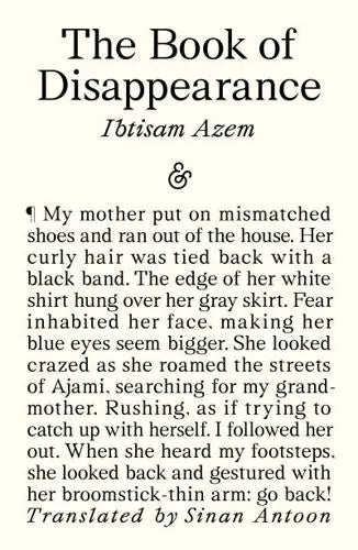 The Book of Disappearance - Ibtisam Azem (author), Sinan Antoon (translator)